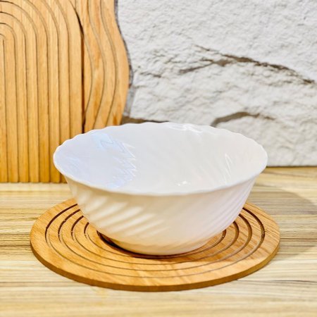 جاط سلطة مدور 9.5" ميلامين ابيض مجدول K182/13 =ض7