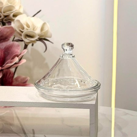 مضيفة زجاج سادة مع غطا هرم GF108/22 + GF108/23 =ب12
