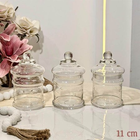 طقم مطربان /3 زجاج مرسم سنابل 11سم مع غطا GF108/2 =ب12