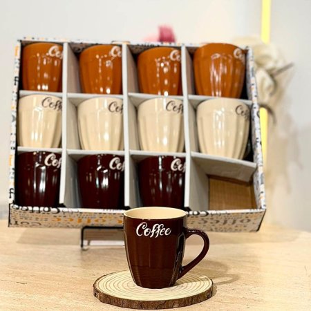 طقم ماغ/12 بورسلان بصمة مكتب coffee ملون GF17/1 =ب9
