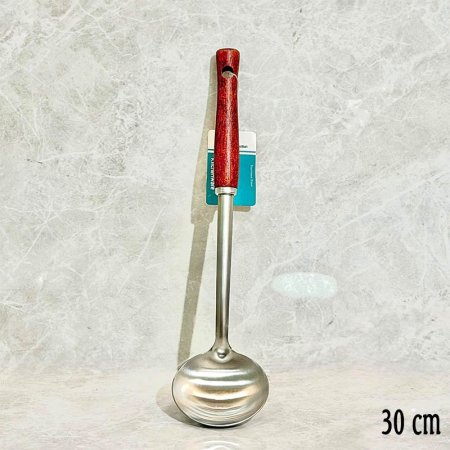 مغرفة سفرة 30سم ستانلس ستيل يد خشب GF76/8 =ب9