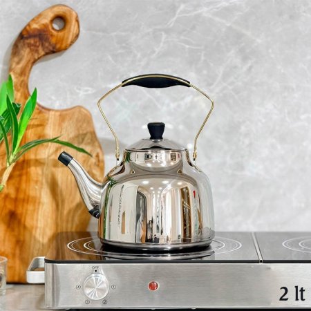 براد شاي 2 لتر ستانلس ستيل يد سيليكون اسود GF26/55 =ب11