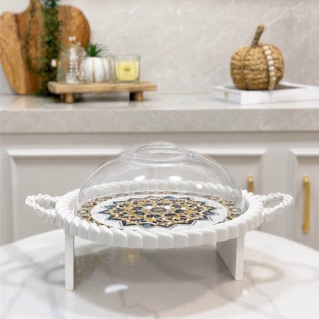 جاط كيك مدور 35سم اطار مجدول وجة مزخرف غطا اكريلك  تركي 15/2 +B3