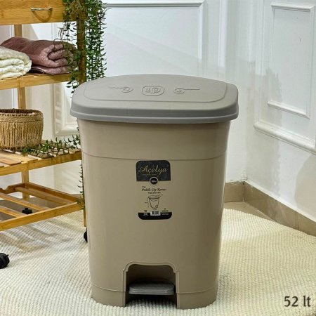 سطل دعسة 52لتر نمرة 5 بلاستك كابتشينو بغطا مع دلو 1124 تركي 09/15 +B2