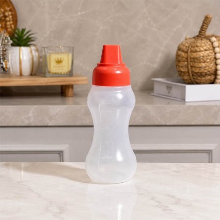 مطرة كاتشب بلاستك شفاف 450مل غطا بوز عريض ملون UR3462 تركي 05/5 +B3