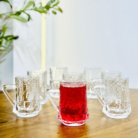 طقم كاسة شاي بيد /12 زجاج سادة CLEAR مثلج KX2175-B ++ج5