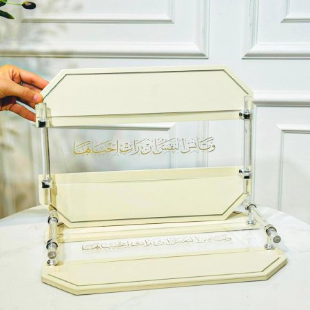 صينية خشب بيج سداسي K314/6 نصف اكرلك شفاف ت.2 مكتب K341/6 بيدين =VGR4