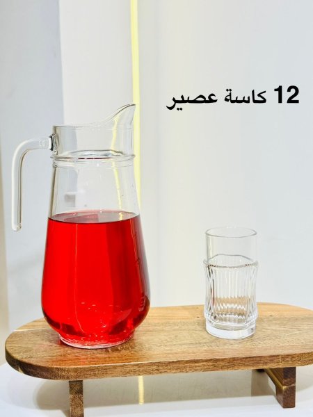 طقم/13 كوز شراب K90/14 + كاسة عصير/12 زجاج سادة KX2255-B CLEAR +