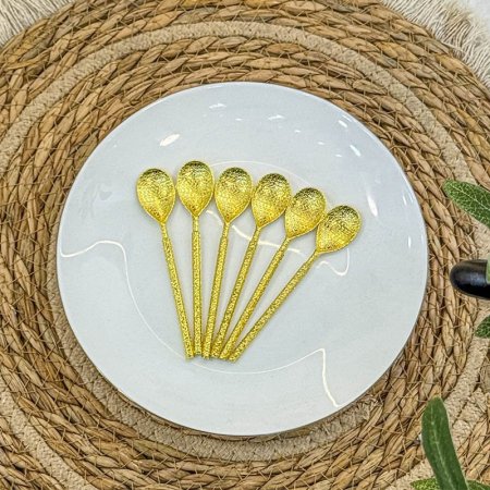 طقم معالق قرفة صغير/6 ستانلس ستيل ذهبي يد اسطوانة GF167/10 =ب19
