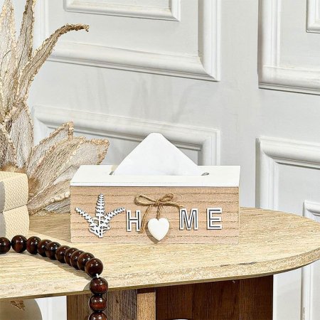 بكيت محارم مكتب HOME خشب بني غطا ابيض GF144/3 =ط4-3