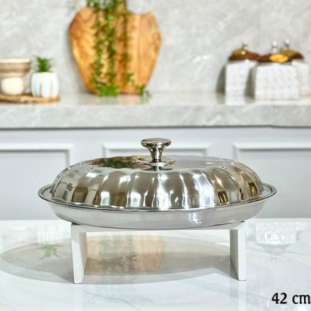 طاجن بيضاوي 42سم ستانلس ستيل فضيGF26/87 =ب15