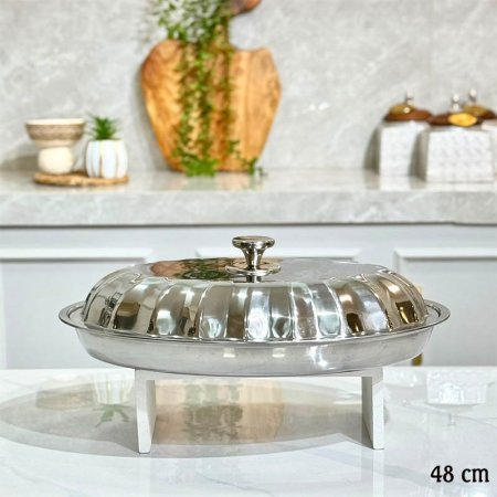 طاجن بيضاوي 48سم ستانلس ستيل فضيGF26/88 =ب15