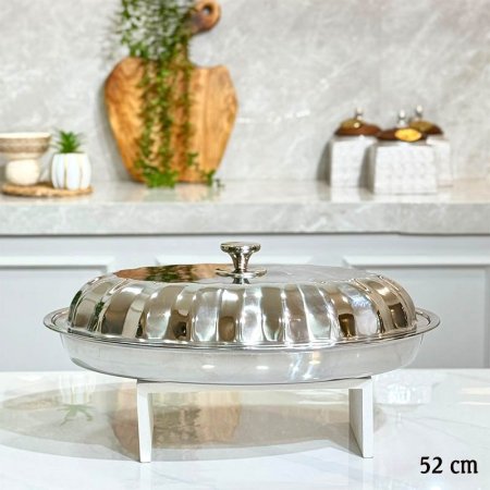 طاجن بيضاوي 52سم ستانلس ستيل فضيGF26/89 =ب15