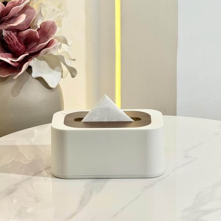 بكيت محارم بلاستيك سادة ملون غطا خشب GF103/9 =ب16