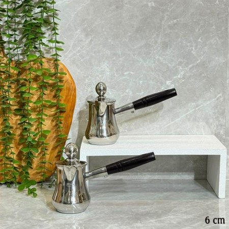 طقم بكرج قهوة/2 ستانلس ستيل 6سم يد خشب بغطا GF26/67 =ب14