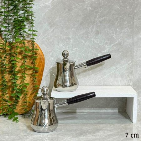 طقم بكرج قهوة/2 ستانلس ستيل 7سم يد خشب بغطا GF26/69 =ب14
