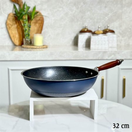 مقلى صاجية حديد مطلي جرانيت 32سم يد خشب GF173/8 =ب13