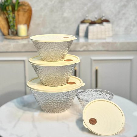 طقم طبروير /4 احجام مدور اكرلك  مموج  مع غطا F= GF25/3