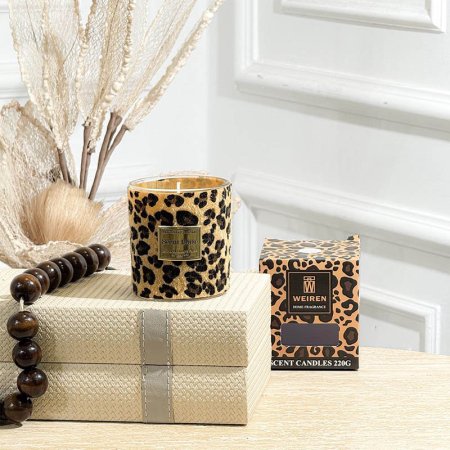 شمعة معطر زجاج 220غرام قماش نمر GF150/8 =ب21