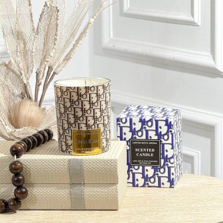 شمعة معطر 2فتيلة زجاج 500غرام جلد DIOR مدور GF150/16 =ب21
