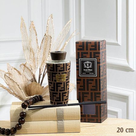 قنينة معطر سائل زجاج 20سم جلد FENDI مع عيدان GF150/25 =ب21