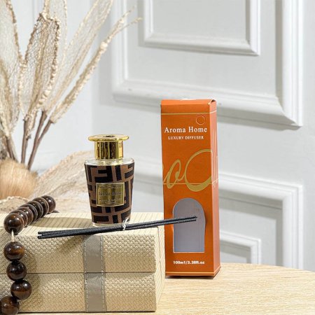 قنينة معطر سائل زجاج 100مل جلد FENDI مع عيدان GF150/26 =ب21