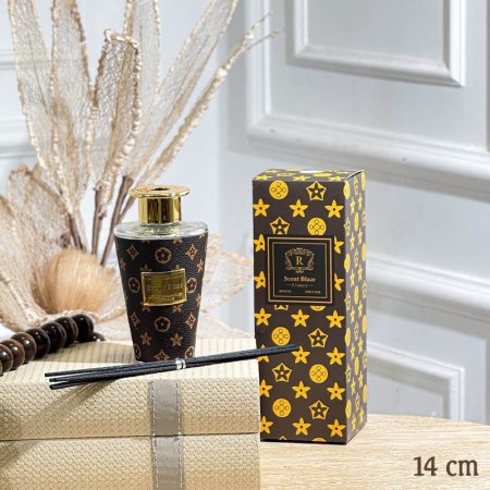 قنينة معطر سائل زجاج 14سم جلد LV مع عيدان GF150/31 =ب21