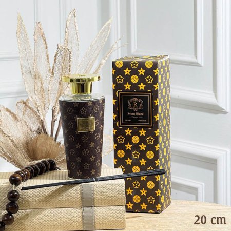 قنينة معطر سائل زجاج 20سم جلد LV مع عيدان GF150/32 =ب21
