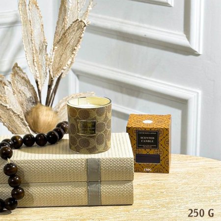 شمعة معطر زجاج 250غرام جلد GUCCI مدور GF150/36 =ب21