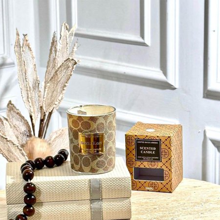 شمعة معطر زجاج 500غرام جلد GUCCI مدور GF150/37 =ب21
