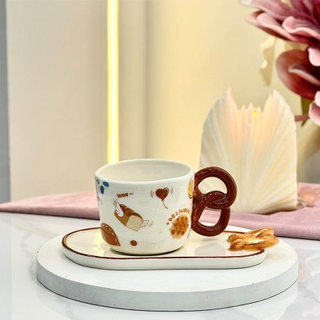 ماغ فنجان بورسلان يد بسكون مع صحن GF187/12 =ب19