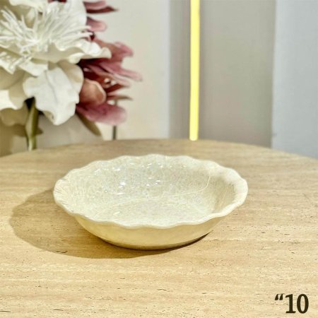 صحن جور مدور 10" شكل وردة ميلامين رخام بيج GF165/21 =ب18