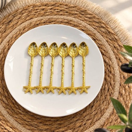 طقم معالق قرفة صغير/6 ستانلس ستيل ذهبي يد نجمة GF167/11 =ب19