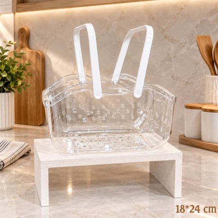 سلة بلاستيك مخرم 24*18سم شفاف بيدين GF103/34 =ب16