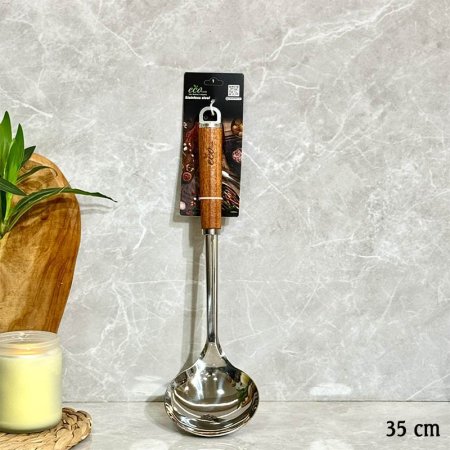 مغرفة طعام 35سم ستانلس ستيلECO فضي يد خشب GF159/1 =ب13