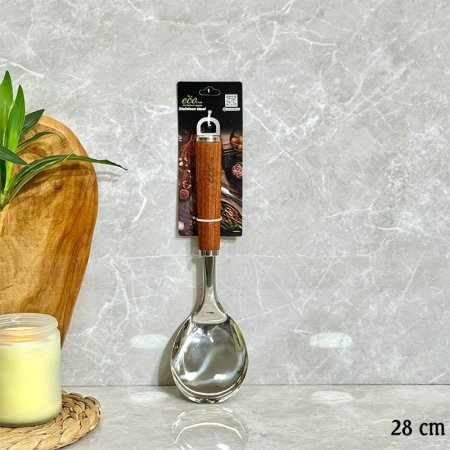 معلقة طعام ستانلس ستيل 28سم ECO يد خشب GF159/6 =ب13