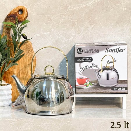 براد شاي 2.5لتر ستانلس ستيل يد ذهبي غطا زجاج GF161/1 =ب18