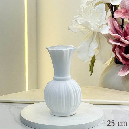 فازة بلاستيك ابيض 25سم بعنق GF176/3 =ب19