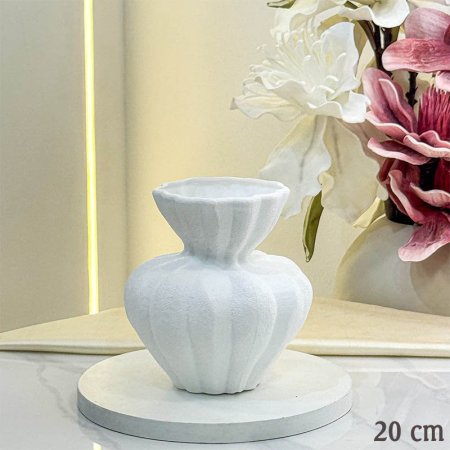 فازة بلاستيك ابيض 20سم شكل يقطين  GF176/6 =ب19