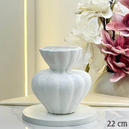 فازة بلاستيك ابيض 22سم شكل يقطين  GF176/7 =ب19