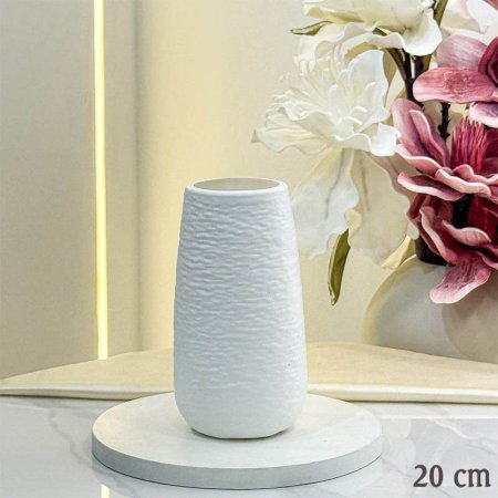فازة شكل اسطوانة 20سم بلاستيك ابيض GF176/10 =ب19