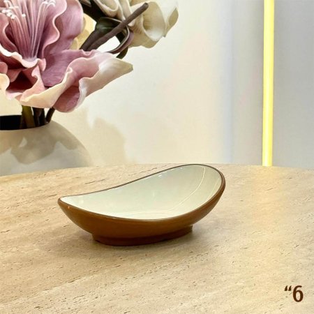 صحن ميلامين 6" شكل قارب بني وجه بيج GF129/5 =ب13