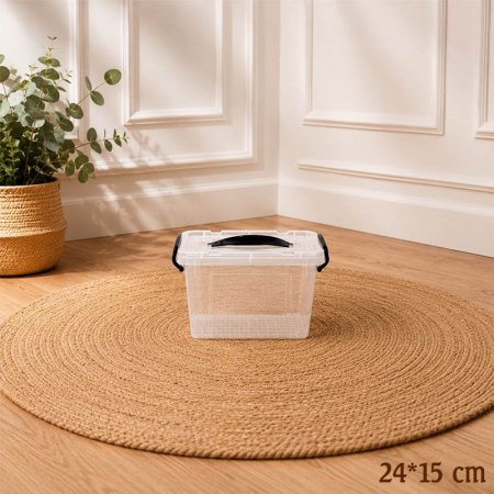طبروير تخزين مستطيل 24*15سم بلاستك شفاف غطا كبس GF25/31 =ب13