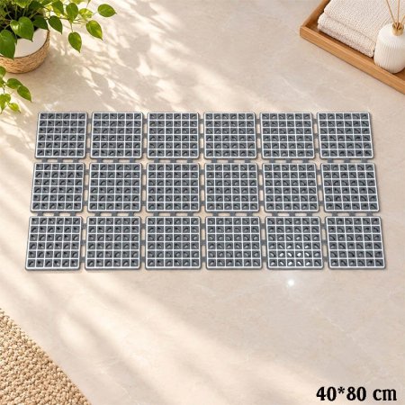 دعسة بانيو مستطيل 80*40سم بلاستيك ملون مربعات GF203/2 =ط 4-3