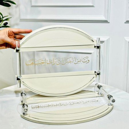 صينية خشب بني محروق سداسيK314/4 نصف اكرلك شفاف ت.2 مكتب K341/4 بيدين =VGR4