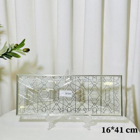 صينية مستطيل 41*16سم وجة اكرلك اسلامي اطار تنك بيج K55/14 =ك1