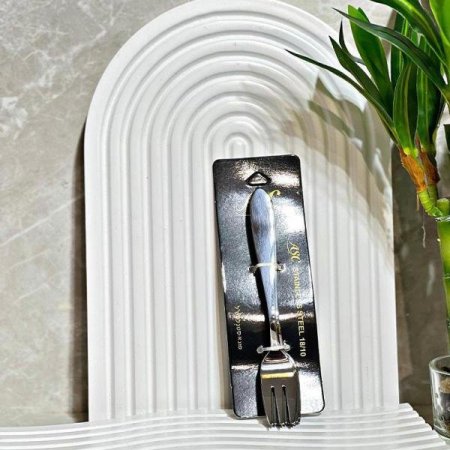 طقم شوك طعام صغير /6 كرت اسود ستانلس فضي AB7/5+AC152/4 =ج1 =ث9 =ط2