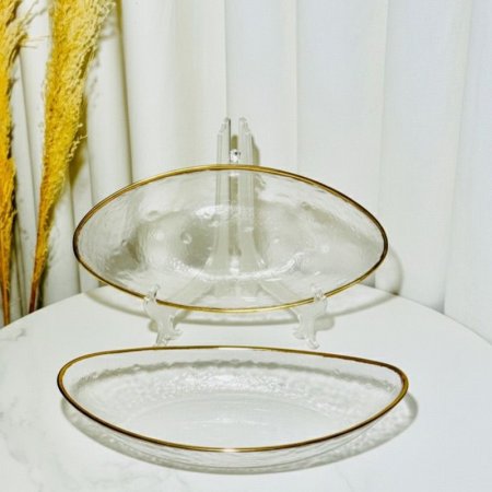 جاط سلطة /2 زجاج مبصم بيضاوي حيف ذهبي K32/4 =ك3