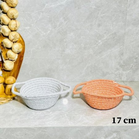 سلة قماش مدور 17سم حبل بيدين K173/4 =ك2