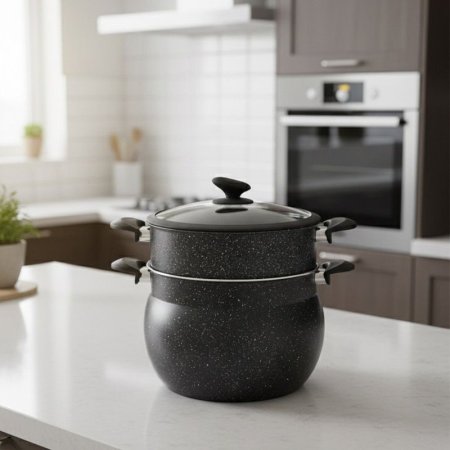 طقم/2 طنجره مفتول جرانيت 26سم غطا زجاج K89/3 =ك3